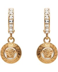 Versace - Gold Metal Strass Medusa Earrings - Lyst