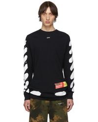 Off-White c/o Virgil Abloh Ssense Exclusive Black Incomplete Spray Paint Long Sleeve T-shirt