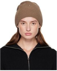 Courreges - Bonnet Léger Brun En Laine À Logo Ac - Lyst
