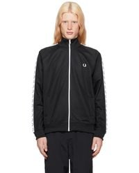 Fred Perry - Black Contrast Tape Track Jacket - Lyst