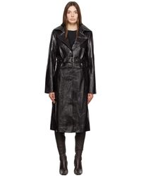 Helmut Lang - Brown Belted Leather Trench Coat - Lyst