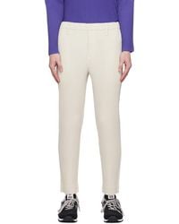 Homme Plissé Issey Miyake - Homme Plissé Issey Miyake White Kersey Pleats Trousers - Lyst