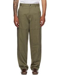 Moncler - Khaki Cotton Gabardine Trousers - Lyst