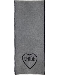 Chloé - Écharpe Grise À Image De Cœur À Logo - Lyst