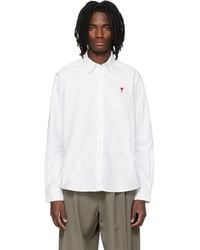Ami Paris - Classic Long Sleeve Button-Down Collar Embroidered Adc Shirt - Lyst
