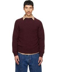 Drake's - Burgundy Brushed Shetland Crew Neck Sweater - Lyst