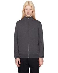 Fred Perry - Gray Classic Zip Through Cardigan - Lyst