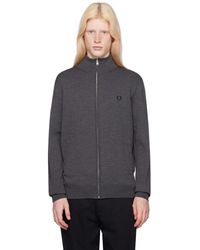 Fred Perry - F perry cardigan gris à glissière - Lyst