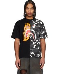 A Bathing Ape - T-Shirt Décontracté Noir À Tigre Et Requin Emblématiques - Lyst