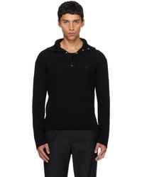 Courreges - Polo Noir En Tricot Côtelé De Laine - Lyst