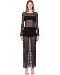 Marine Serre - Moonogram Mesh Flock Ls Crewneck Maxi Dress - Lyst