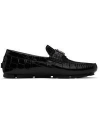 Versace - Croc-Effect Leather Driver Loafers - Lyst