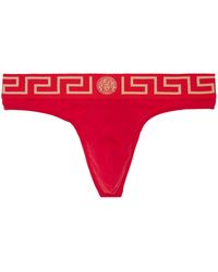 Versace - String rouge à taille à motif à clé grecque - Lyst