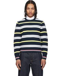 Thom Browne - Variegated Rep Stripe Ottoman Stitch Crew Neck Sweater - Lyst