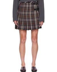Burberry - Jupe De Style Kilt Grise En Laine À Carreaux - Lyst