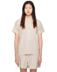 Tekla - Chemise de pyjama à manches courtes blanc cassé et brun - Lyst