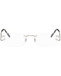 Cartier - Silver Rectangular Glasses - Lyst