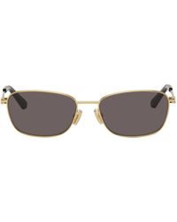 Bottega Veneta - Gold Split Rectangular Sunglasses - Lyst
