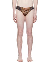 Jean Paul Gaultier - Slip De Bain Brun À Imprimé Wood - Lyst