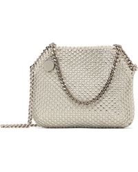 Stella McCartney - Mini Sac Blanc À Chaine Falabella Et À Empiècement En Filet De Verre Taillé - Lyst