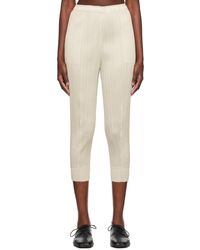 Pleats Please Issey Miyake - Beige Monthly Colors September Trousers - Lyst