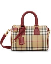 Burberry - Burgundy Mini Check Bowling Bag - Lyst