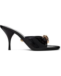 Versace - Opera Bow Patent Mule Heeled Sandals - Lyst