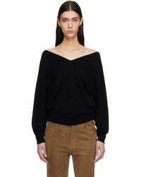 Tom Ford - Pull Noir En Tricot De Cachemire À Épaules Dénudées - Lyst