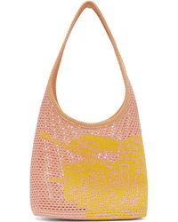 Burberry - Petit Cabas Rose Et Jaune En Crochet À Emblème Du Cavalier - Lyst