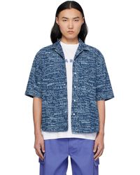 Marni - Chemise Bleu Marine En Denim À Motif Décoloré Imprimé Au Laser - Lyst