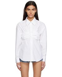 T By Alexander Wang - White Ruched Shirt - Lyst