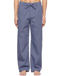 Tekla Grey Poplin Pyjama Trousers - Blue