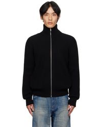 MM6 by Maison Martin Margiela - Blouson De Sport Noir En Tricot Côtelé Côtelé - Lyst
