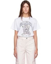 Ganni - Basic Jersey Leopard Relaxed T-Shirt - Lyst