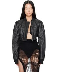 Rick Owens - ブラック Hollywood Girdered クロップド レザー ボンバージャケット - Lyst