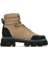 Ganni - Beige Cleated Hiking Boots - Lyst