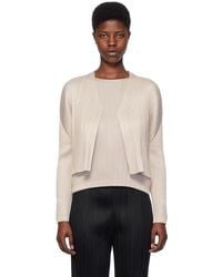 Pleats Please Issey Miyake - Beige Monthly Colors December Cardigan - Lyst
