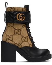 Gucci - Marmont Logo-print Leather Heeled Ankle Boots - Lyst
