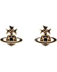 Vivienne Westwood - Boucles D'Oreilles Doré Et Noir À Ornement À Orbe Et Ruban En Bas-Relief - Lyst