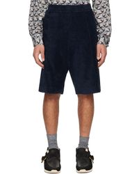 Engineered Garments - Enginee garments short bleu marine à cordon coulissant - Lyst