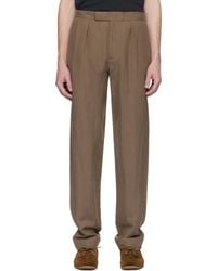 Ralph Lauren - Pantalon De Complet Brun Taillé À La Main En Soie Et Lin - Lyst