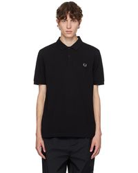 Fred Perry - F perry polo noir à logo brodé - Lyst