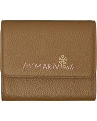 Marni - Khaki Mending' Leather Flap Card Holder - Lyst