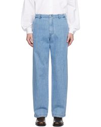 メンズ Dries Van Noten ブルー マーブル ワイドレッグ ジーンズ メンズ Dries Van Noten ブルー マーブル ワイドレッグ ジーンズ