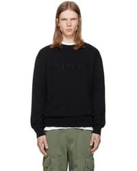 Balmain - Pull Rétro Noir En Coton À Logo Brodé - Lyst