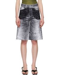 ANDERSSON BELL - Lace Paneled Denim Shorts - Lyst