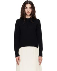 Simone Rocha - Pull À Capuche Décontracté Noir En Cachemire À Appliqué Facetté - Lyst