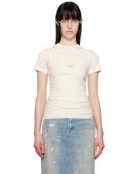Acne Studios - T-Shirt Étagé Blanc Cassé - Lyst