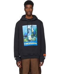 heron bird slogan print hoodie