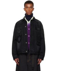 Sacai - Faded Graphic Denim Trucker Jacket - Lyst